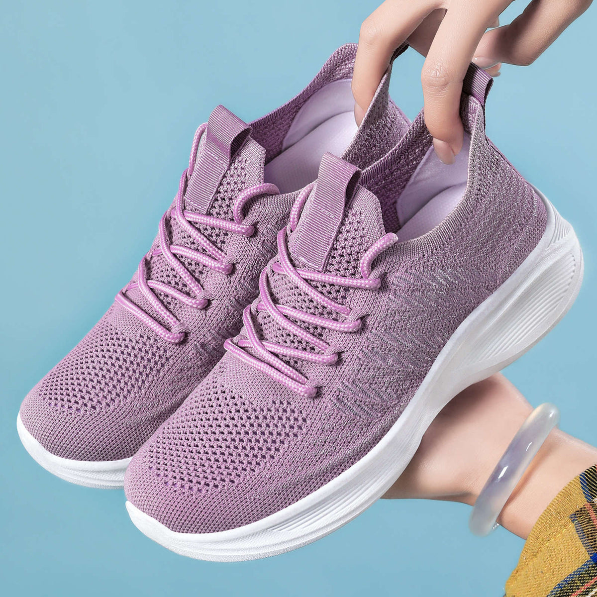 Damen nan ergonomischer Strick-Comfort-Sneaker mit gezielter Belüftung, elastischem Schlupfschaft und stoßabsorbierender Keilsohle R&B