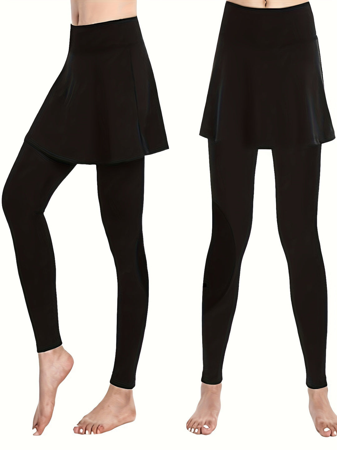 Damen Leggings mit rockähnlicher Einlage und hohem Bund R&B