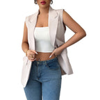 Damen Elegante ärmellose Blazerjacke mit feinen Details R&B