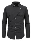 Herren Kreatives Langarmhemd mit asymmetrischem Design R&B