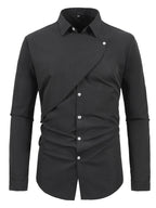 Herren Kreatives Langarmhemd mit asymmetrischem Design R&B