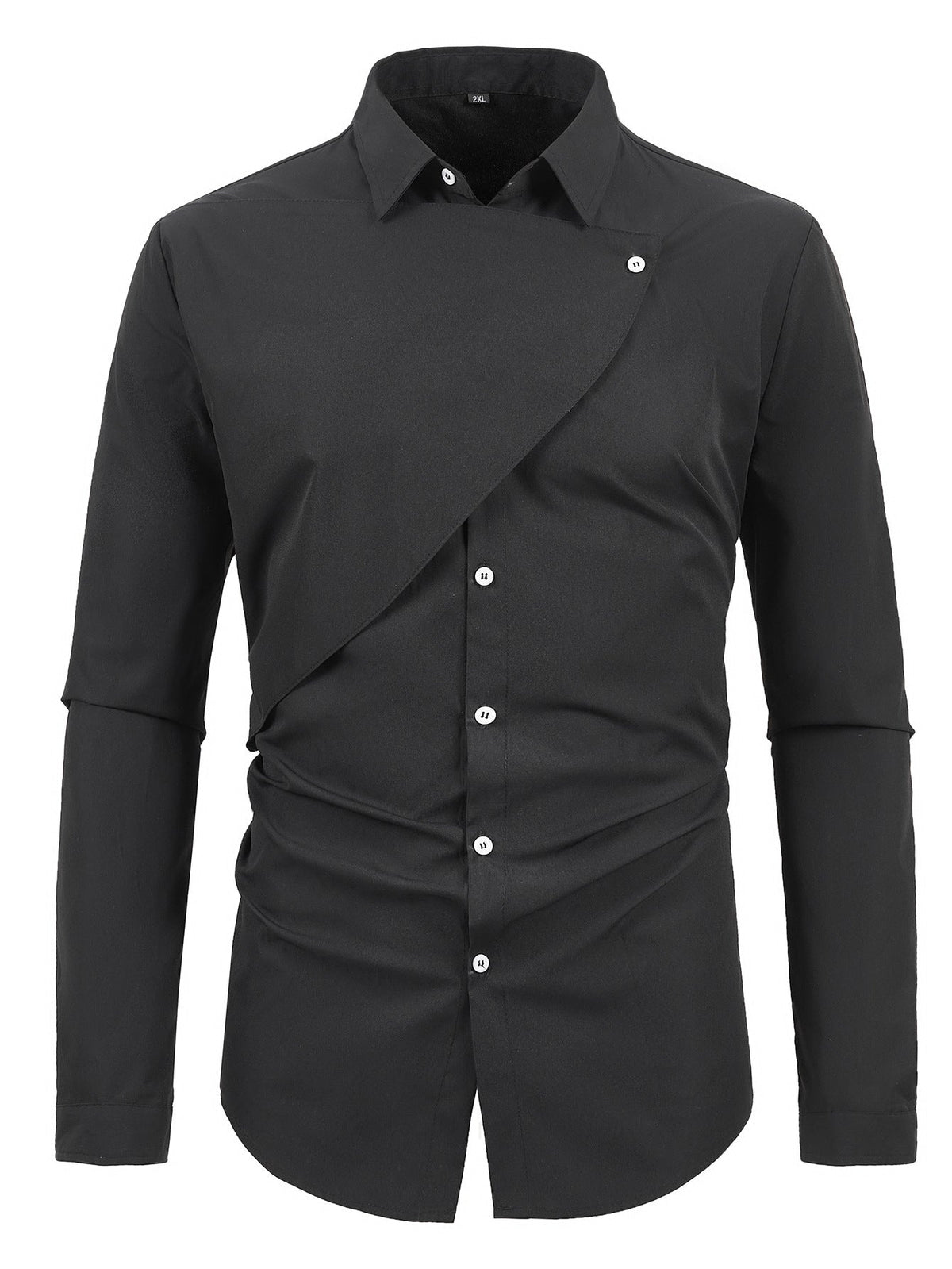 Herren Kreatives Langarmhemd mit asymmetrischem Design R&B