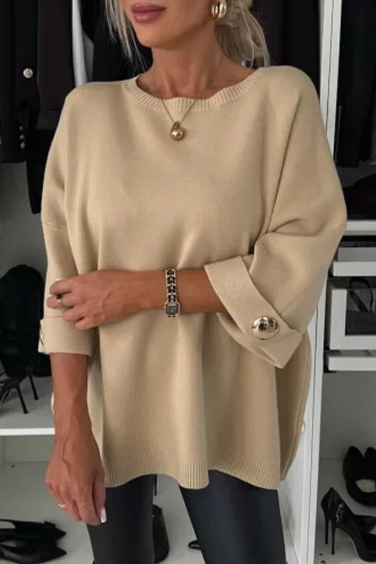 Damen Modischer Strickpullover mit eleganten Knopfdetails R&B