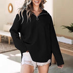 Damen lässiger Sweatshirt mit Reißverschluss R&B