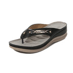 Damen trendige Wedge-Sandalen mit modischem Zierband und atmungsaktiver Fußbettung R&B