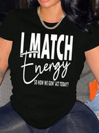 Damen Motiviertes Kurzarm-T-Shirt mit kreativem Schriftzug R&B
