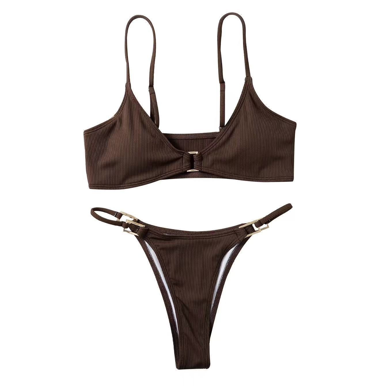 Damen Triangel-Bikini mit raffiniertem Halterdesign und elegantem Goldverschluss R&B