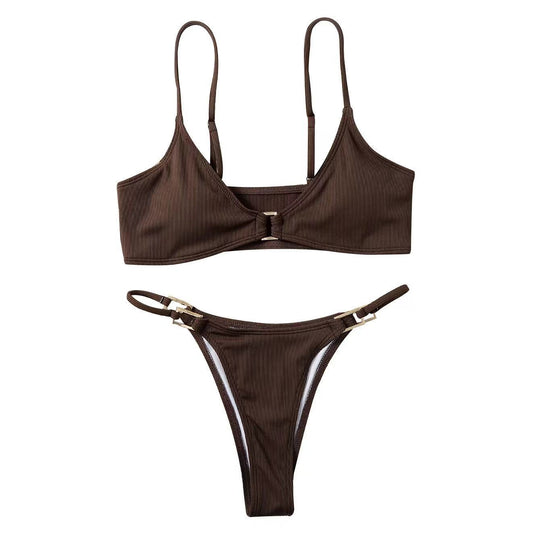 Damen Triangel-Bikini mit raffiniertem Halterdesign und elegantem Goldverschluss R&B