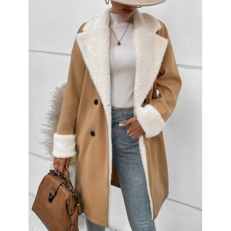R&B | Gewickelter Mantel für Frauen - Weiches Faux Shearling - Gürtel In Der Taille - Elegantes Langes Modell