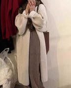 R&B | Strickjacke Mantel Übergröße Passform Wollstrick Offene Vorderseite Knöchellänge