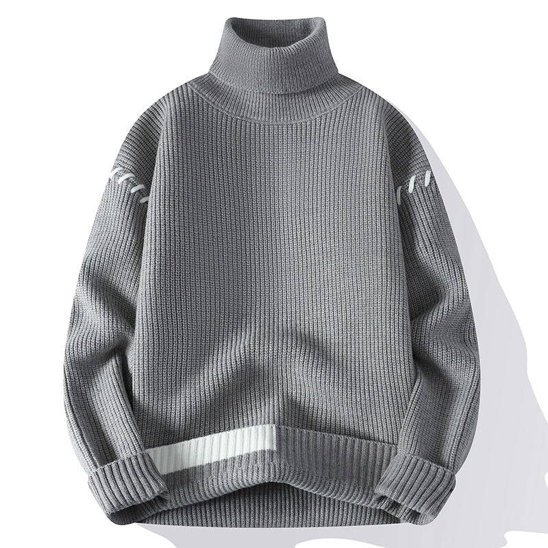 Damen Grober Rollkragenpullover mit dekorativen Ärmeldetails R&B