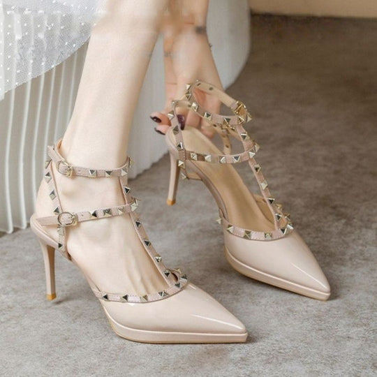 Damen elegante High Heel Sandalen mit strategischer Riemenverzierung R&B