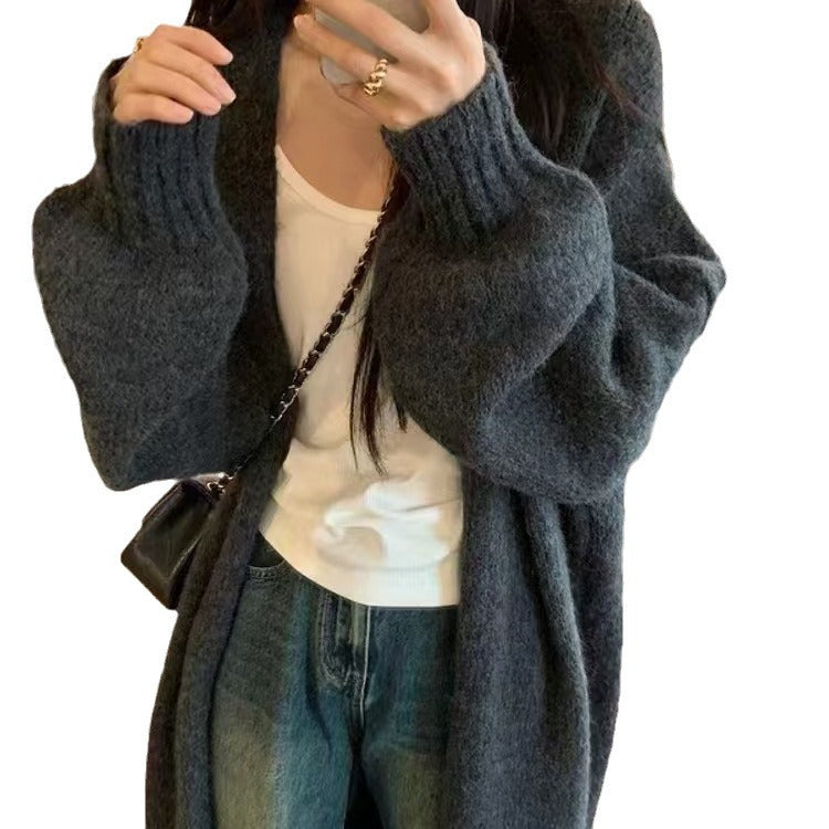 Damen Kuscheliger Strickcardigan mit lässigem Schnitt und weitem Kragen R&B