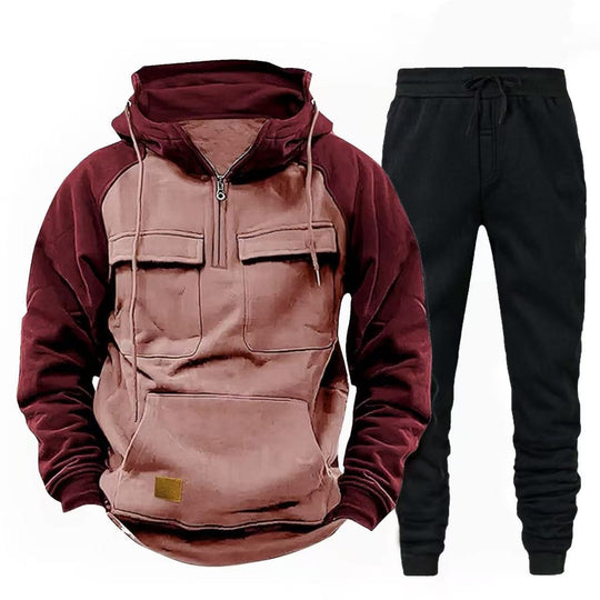 Herren funktionale Kapuzenjacke mit Reißverschluss und Jogginghose R&B