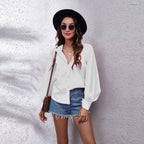 Damen Oversized Longsleeve Bluse mit lässigem Schnitt und voluminösen Ärmeln R&B