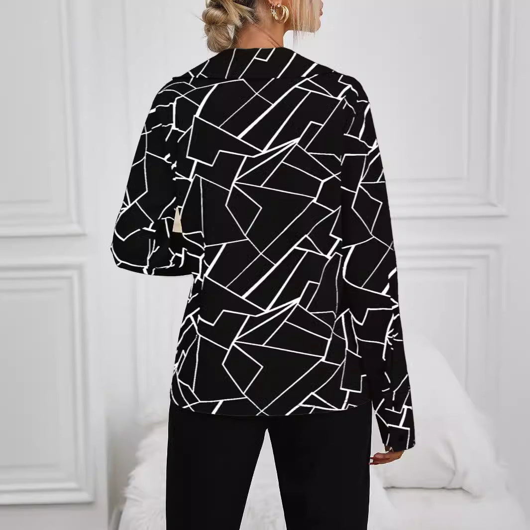 Damen Hemdbluse mit stilvollem geometrischen Design R&B