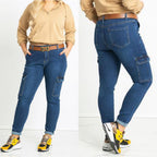 Damen Cargo-Jeans mit modischen Taschen und angesagtem Skinny-Schnitt R&B