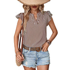 Damen Leichte Sommerbluse mit Streifenmuster und Rüschendetails R&B