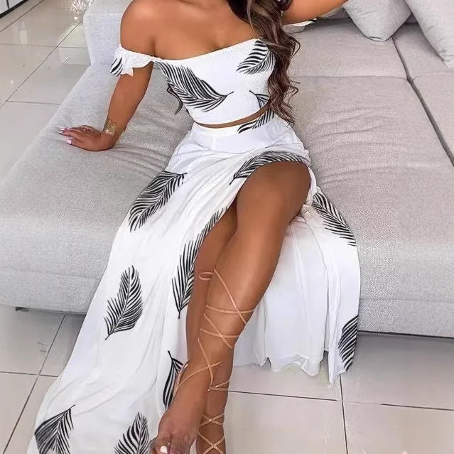 Damen Maxirock mit floralem Design und hohem Schlitz R&B