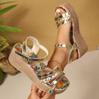 Damen Wedge-Sandalen mit floralem Design und komfortablem Fußbett R&B