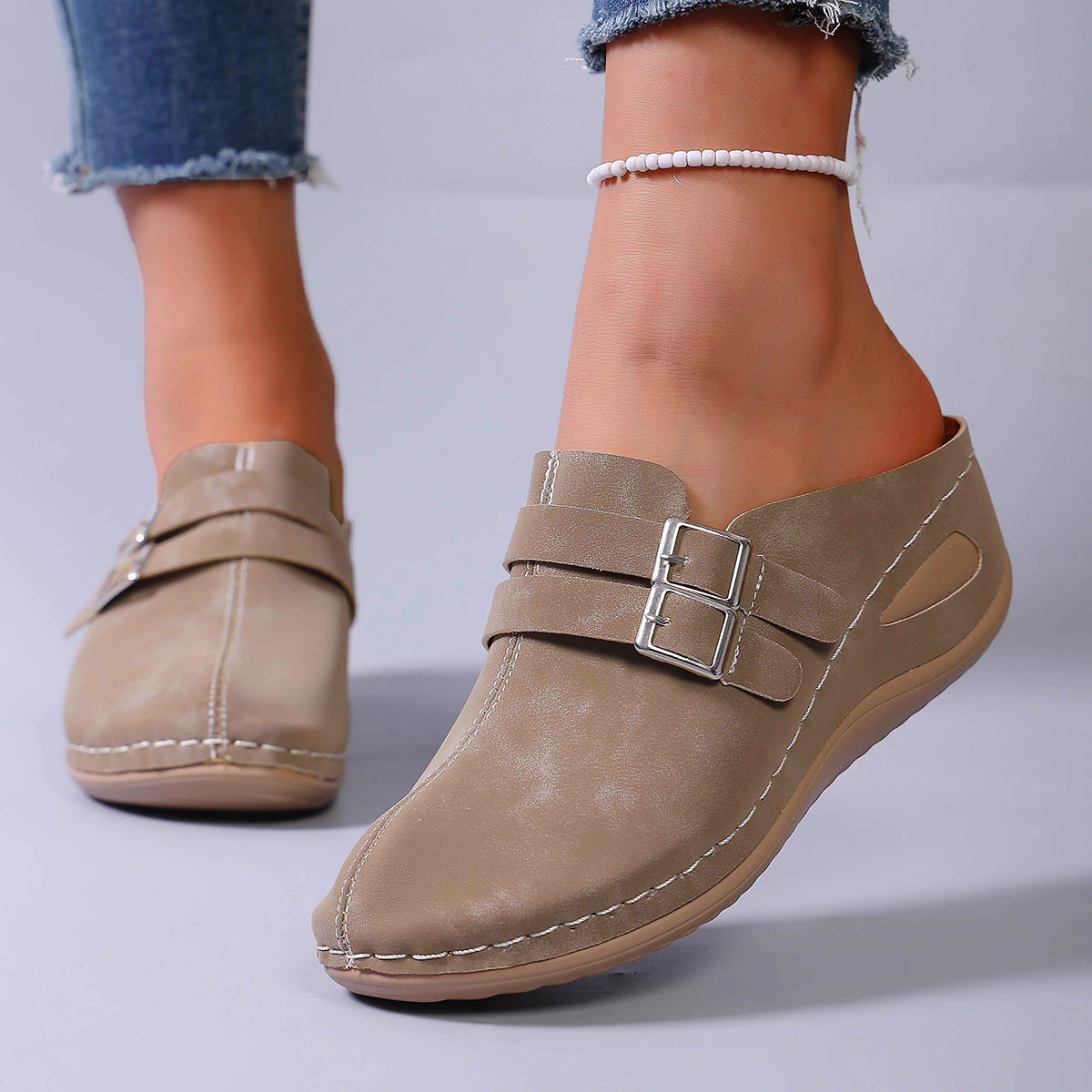 Damen Clogs mit modischem Doppelschnallen-Design und ergonomischer Fußbettung R&B