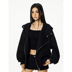 Damen Kapuzenpullover mit asymmetrischem Reißverschluss und komfortabler Passform