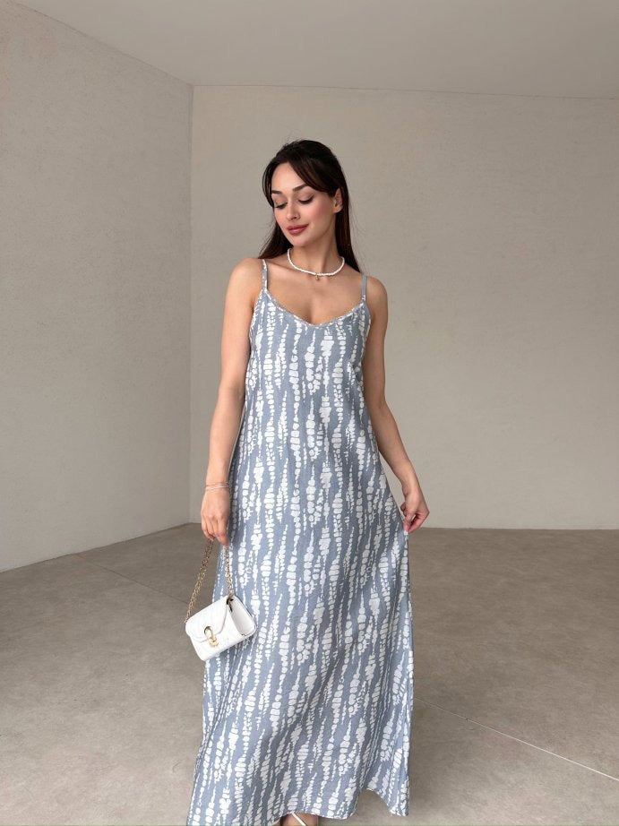 Damen Maxikleid mit feinem Blockstreifenmuster R&B