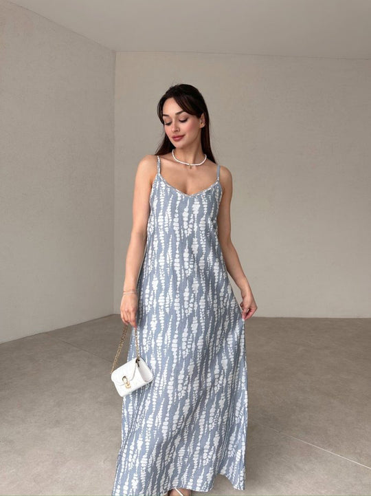 Damen Maxikleid mit feinem Blockstreifenmuster R&B