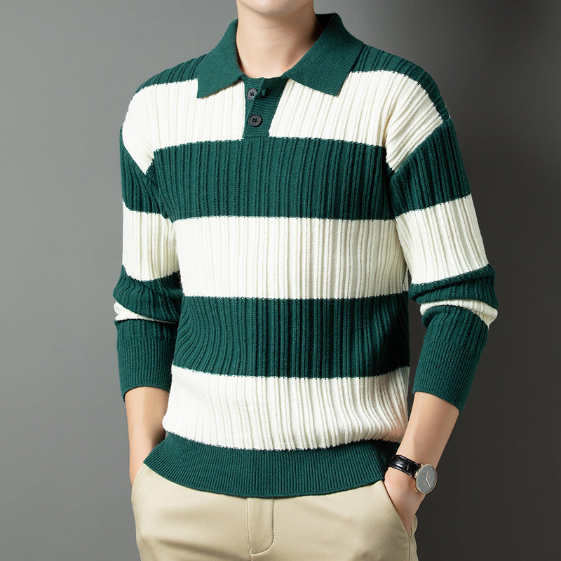 Herren Pullover aus strukturiertem Rippenstrick mit Polokragen R&B