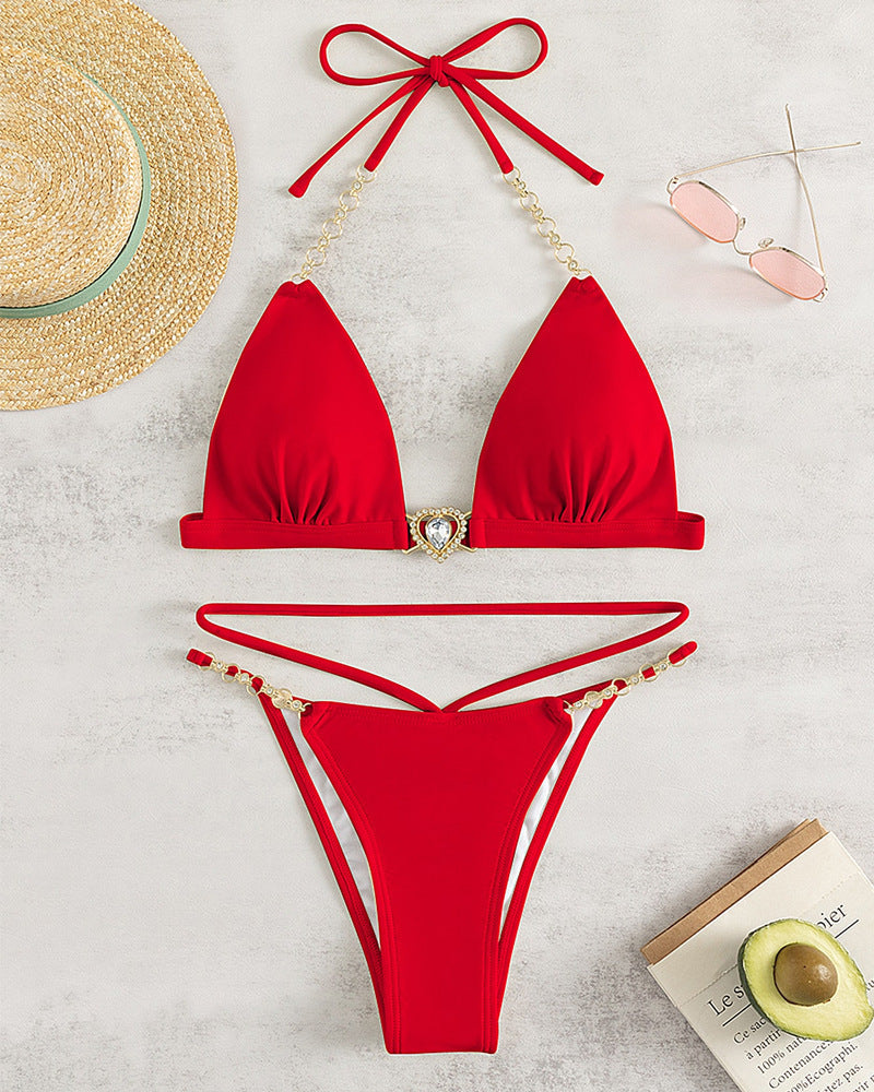 Damen Triangel-Bikini mit eleganten Schmuckdetails R&B