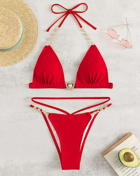 Damen Triangel-Bikini mit eleganten Schmuckdetails R&B