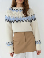 Damen Strickpullover mit grafischem Muster und weichem Material R&B