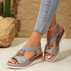 Damen Plateau-Sandalen mit modischem Knoten und elastischen Riemen R&B