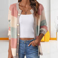 R&B | Pastellfarbener Gestreifter Cardigan Polyester Stilvoll, Farblich