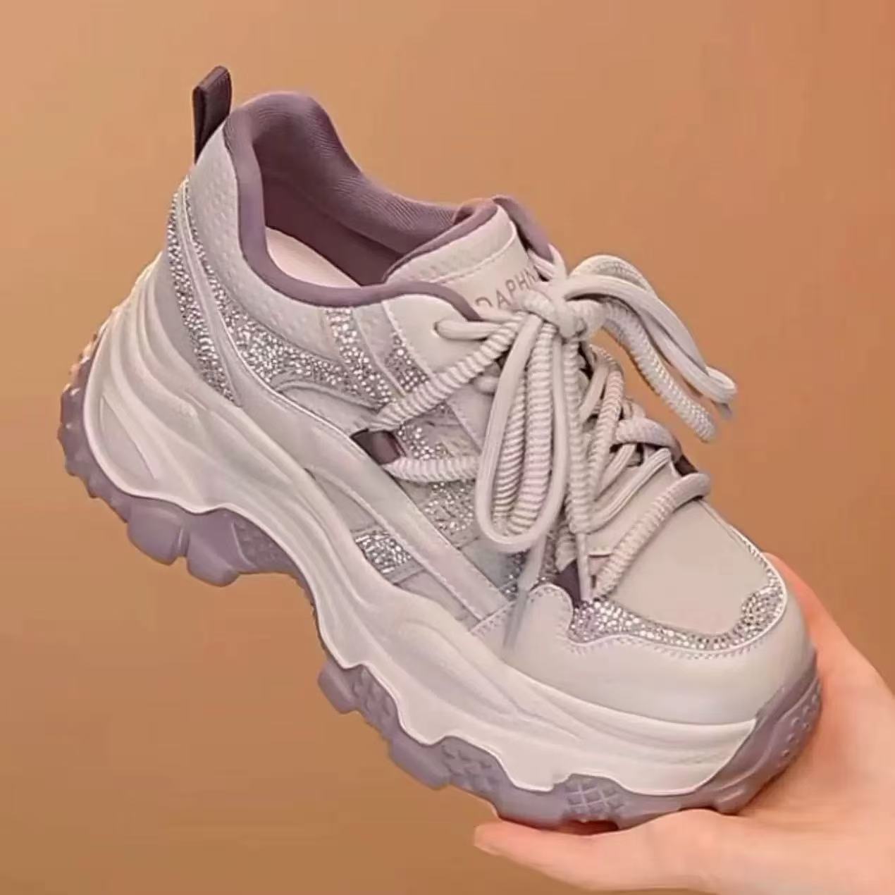Damen Trendige Chunky Sneakers mit doppelter Dämpfung und atmungsaktivem Mesh-Obermaterial
