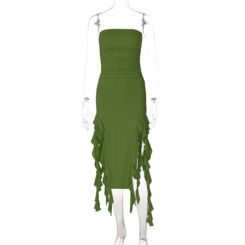 Damen Wickelkleid mit Rüschen und figurformendem Schnitt R&B