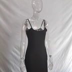 Damen Langes Kleid mit schmalen Spaghettiträgern und figurschmeichelndem Schnitt R&B