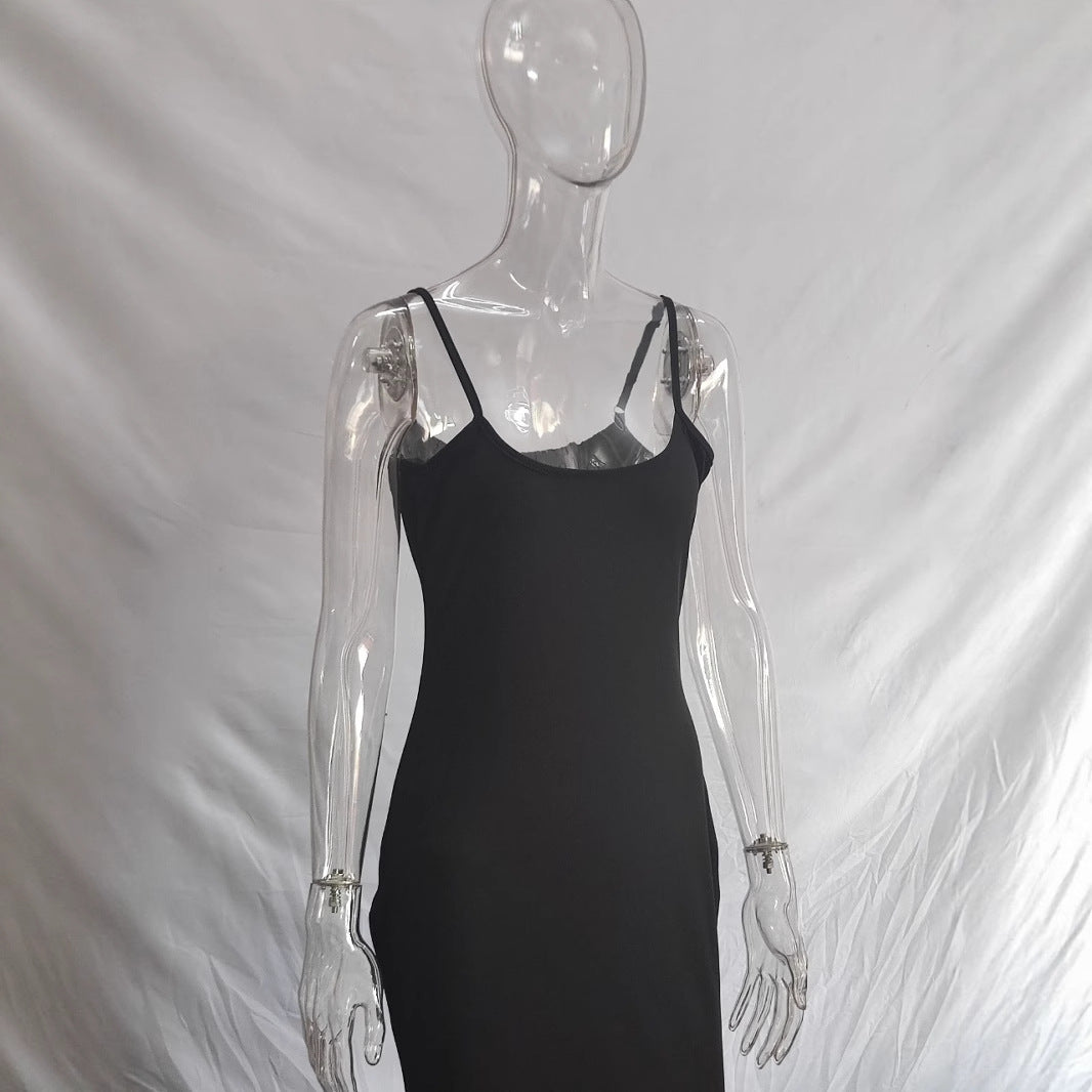 Damen Langes Kleid mit schmalen Spaghettiträgern und figurschmeichelndem Schnitt R&B