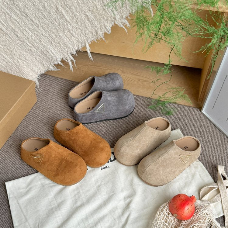 Damen bequeme Filz-Pantoletten mit rutschfester Sohle und hochwertigem Innenfutter R&B