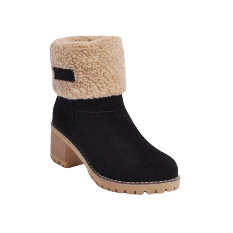 Damen Modische Stiefel mit warmem Futter und blockförmigem Absatz R&B