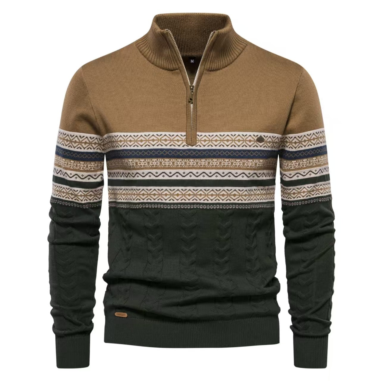 Herren Pullover mit modernem Zipper und attraktiven Farbmustern
