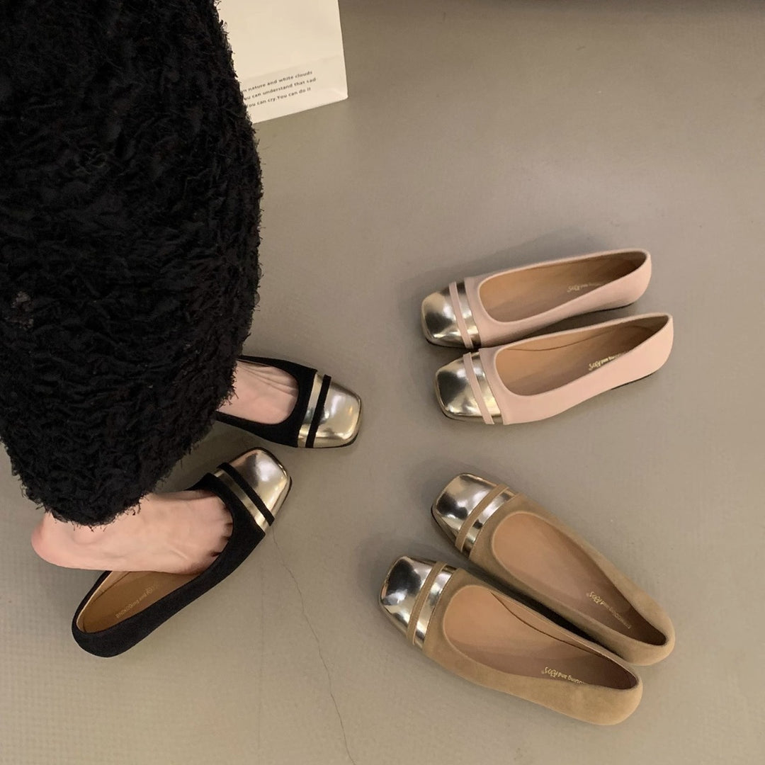 Damen elegante Ballerinas mit metallischem Besatz und komfortablem Fußbett R&B
