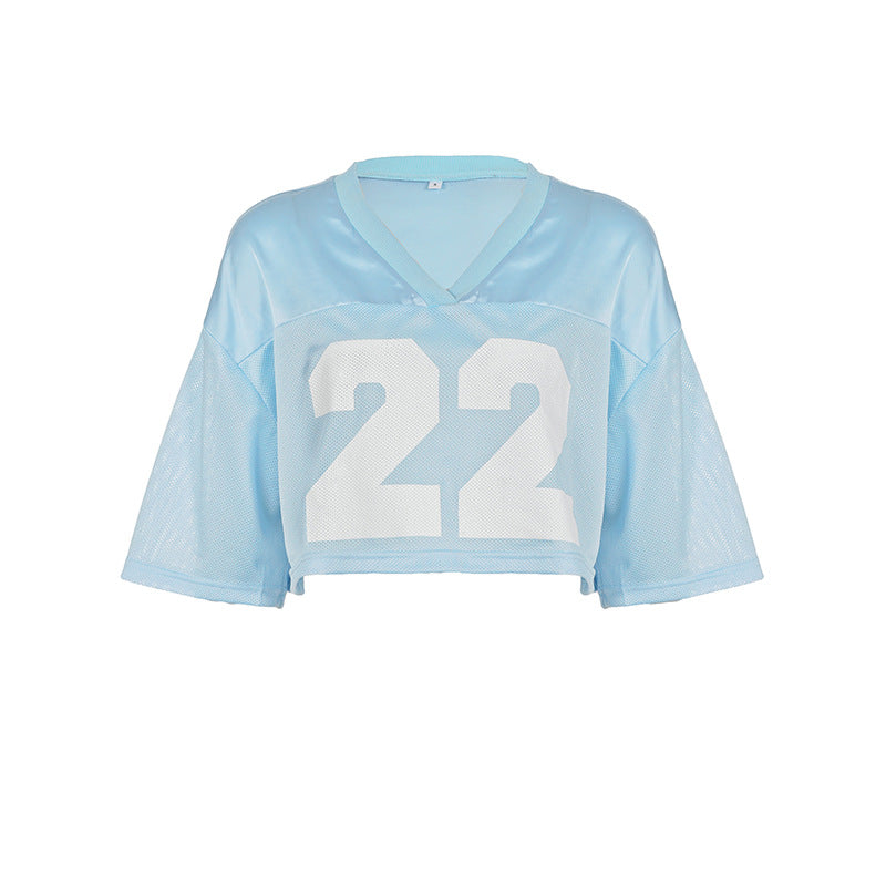 Damen Sportliches Crop-Top mit Netzdesign und vielseitigen Einsatzmöglichkeiten R&B
