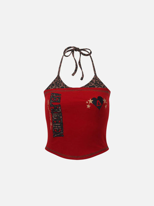 Damen Bunt bedrucktes Crop-Top mit Halterneck R&B