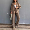 R&B | Lounge Jumpsuit Lässige Passform Weite Beine Blazer mit Taschen