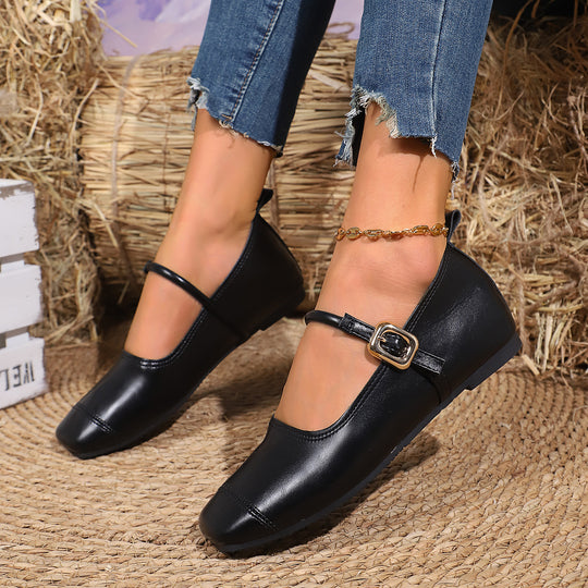Damen klassische Ballerinas mit elegantem Schnallen-Detail R&B