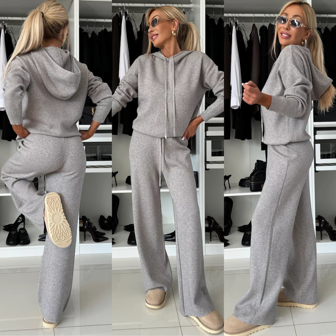 Damen kuscheliger Hoodie- und weitem Hosen-Set R&B