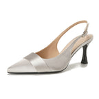 Damen Sling-Pumps mit eleganter Satin-Oberfläche und raffinierter Absatzhöhe R&B