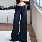 Damen Weite Chinohosen mit hohem Bund und seitlichen Taschen R&B