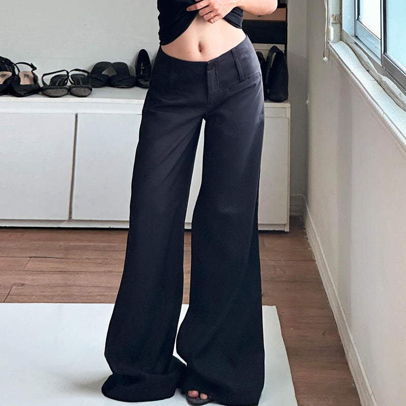 Damen Weite Chinohosen mit hohem Bund und seitlichen Taschen R&B